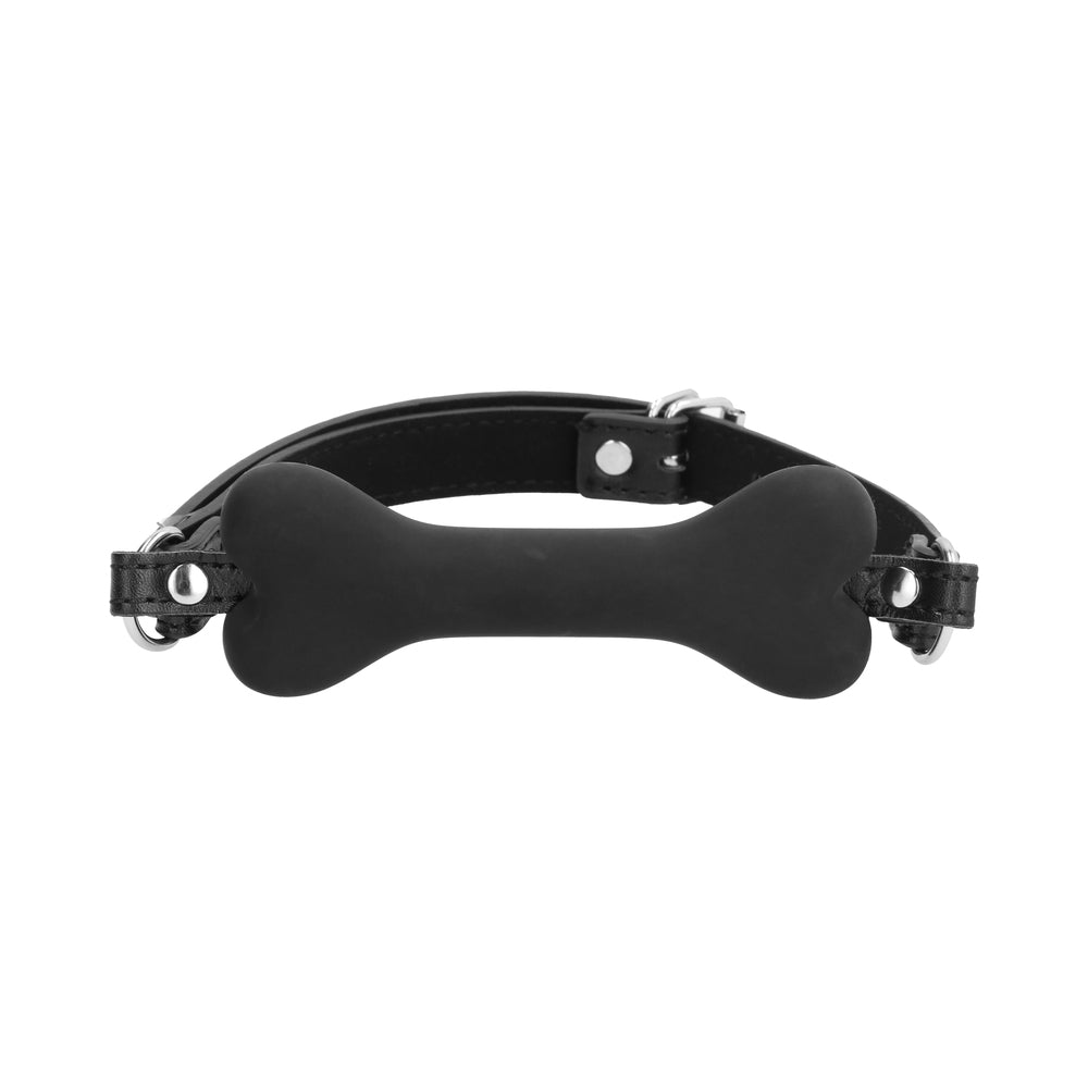 OUCH! PUPPY PLAY SILICONE BONE GAG BLACK