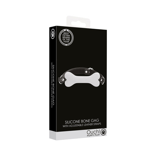 OUCH! PUPPY PLAY SILICONE BONE GAG WHITE