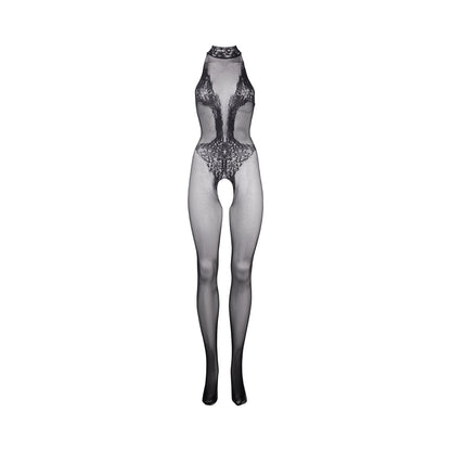 LE DESIR FISHNET & LACE HIGH-NECK BODYSTOCKING BLACK O/S