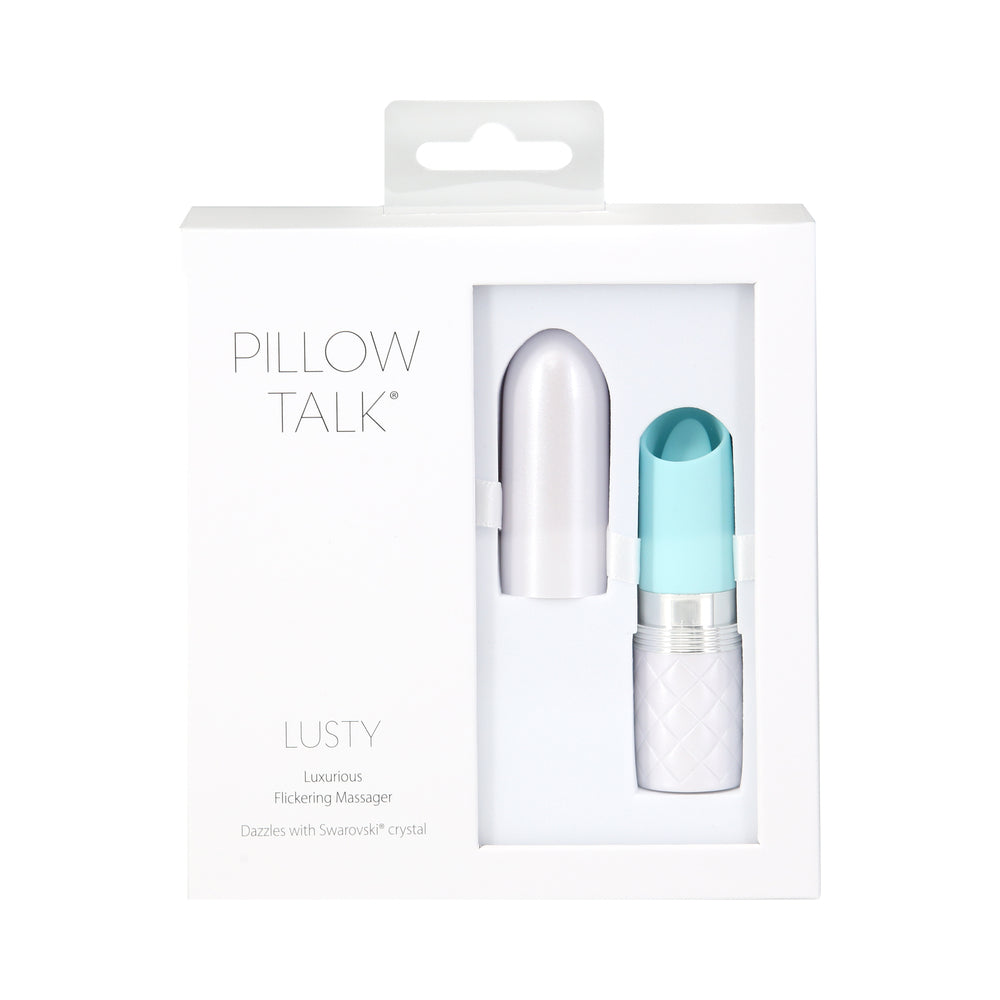 BMS - PILLOW TALK LUSTY SILICONE FLICKERING LIPSTICK VIBRATOR WITH SWAROVSKI CRYSTAL TEAL