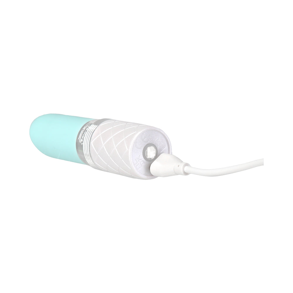 BMS - PILLOW TALK LUSTY SILICONE FLICKERING LIPSTICK VIBRATOR WITH SWAROVSKI CRYSTAL TEAL