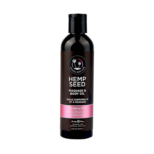 EARTHLY BODY HEMP SEED MASSAGE & BODY OIL ZEN BERRY ROSE 8 OZ.