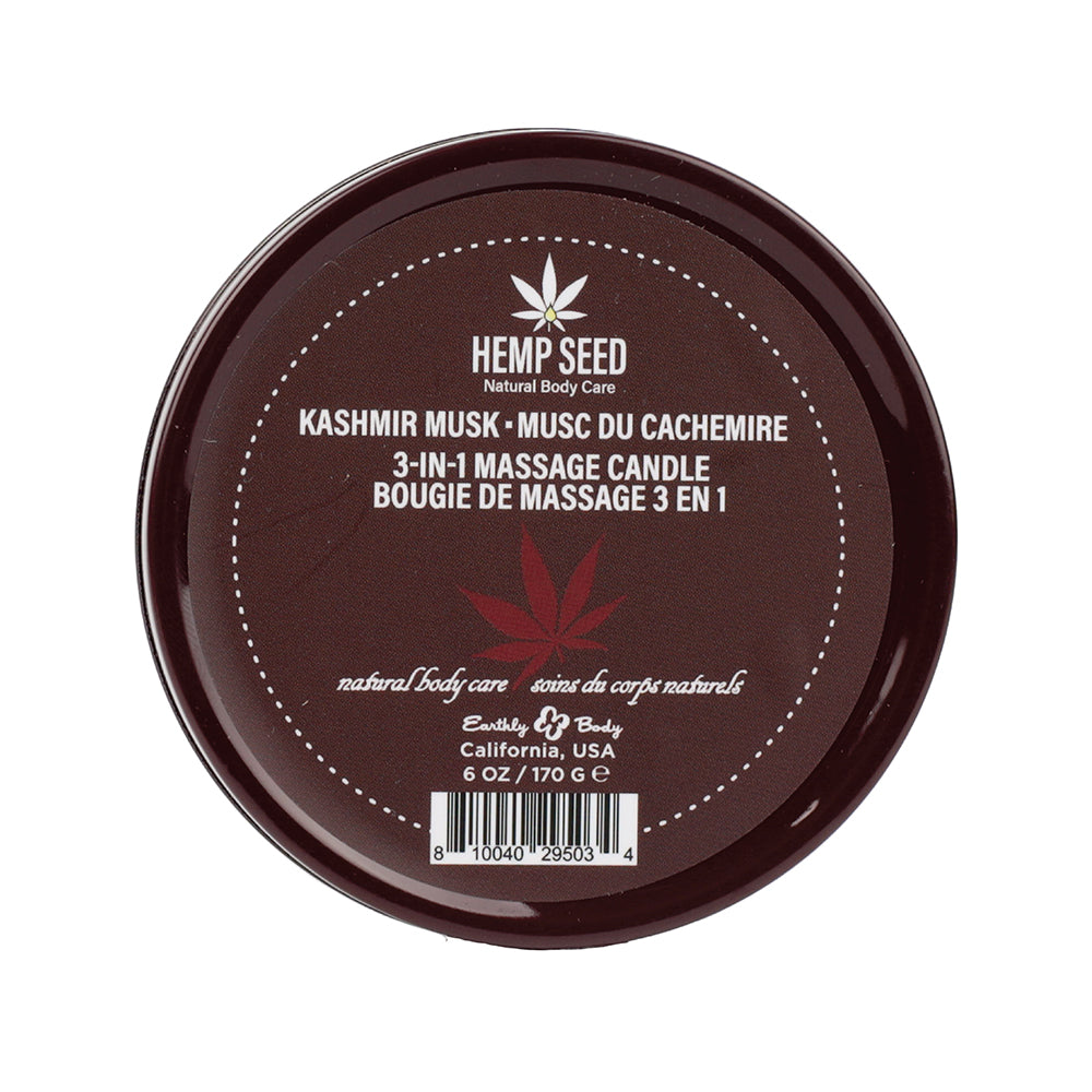EARTHLY BODY - VELA DE MASAJE 3 EN 1 DE SEMILLAS DE CÁÑAMO ALMIZCLE DE CACHEMIRA 6 OZ.