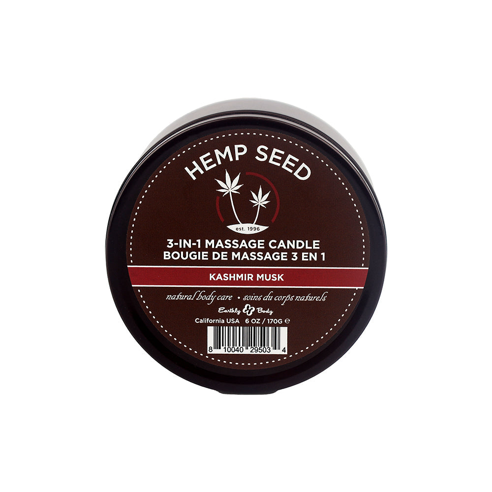 EARTHLY BODY HEMP SEED 3-IN-1 MASSAGE CANDLE KASHMIR MUSK 6 OZ.