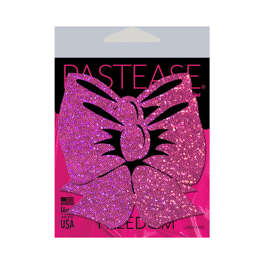 PASTEASE BOW: HOT PINK GLITTER BOWS NIPPLE PASTIES