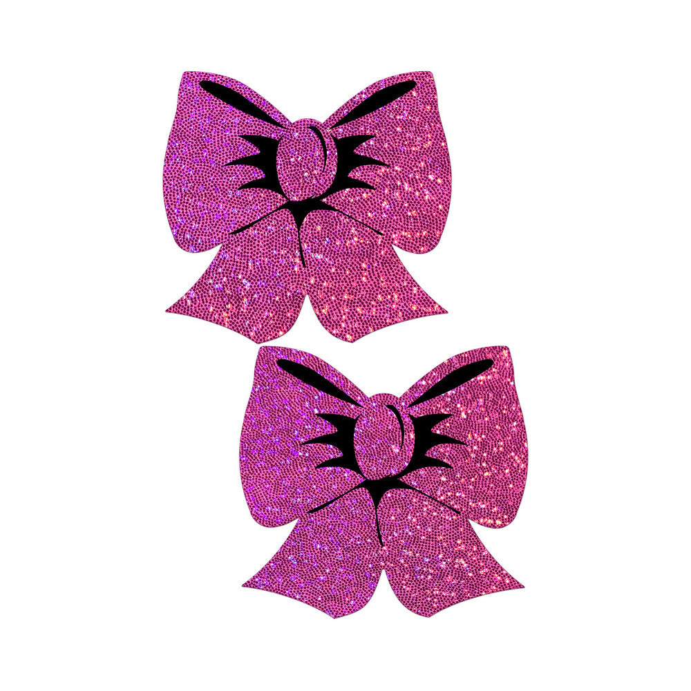PASTEASE BOW: HOT PINK GLITTER BOWS NIPPLE PASTIES