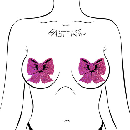 PASTEASE BOW: HOT PINK GLITTER BOWS NIPPLE PASTIES
