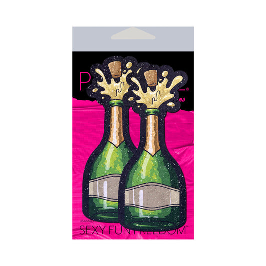 PASTEASE CHAMPAGNE BOTTLE SPARKLING NIPPLE PASTIES ERUPTING BUBBLY