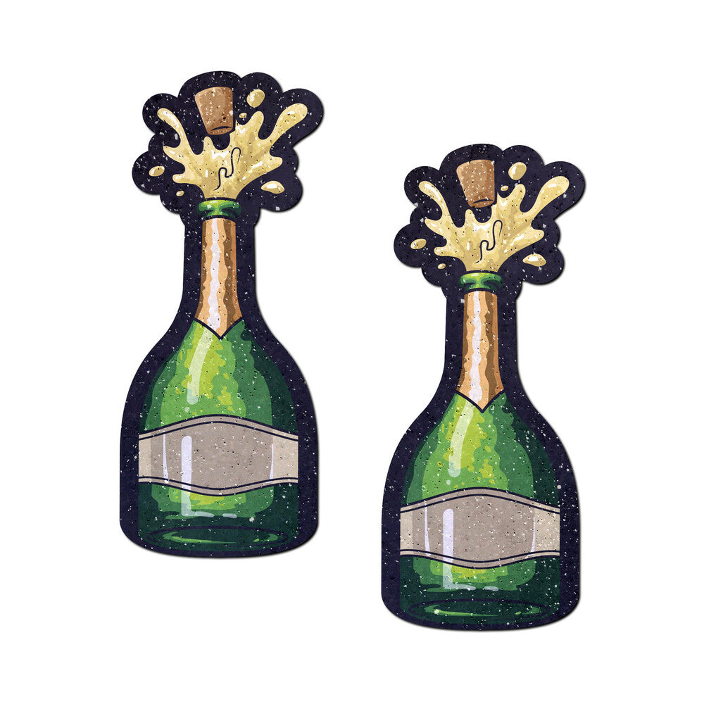 PASTEASE CHAMPAGNE BOTTLE SPARKLING NIPPLE PASTIES ERUPTING BUBBLY