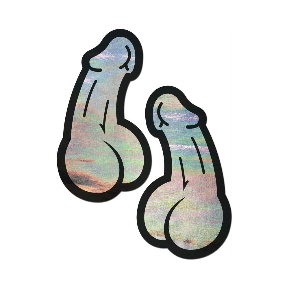 PASTEASE PENIS: HOLOGRAPHIC SILVER DICK NIPPLE PASTIES