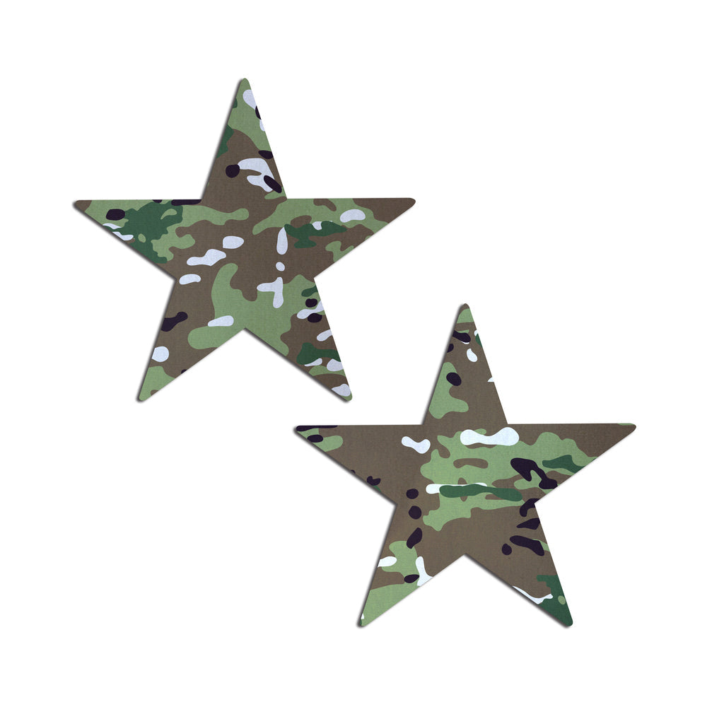 PASTEASE NAUTICAL STAR: MILITARY MULTI-CAM CAMOFLAUGE NIPPLE PASTIES