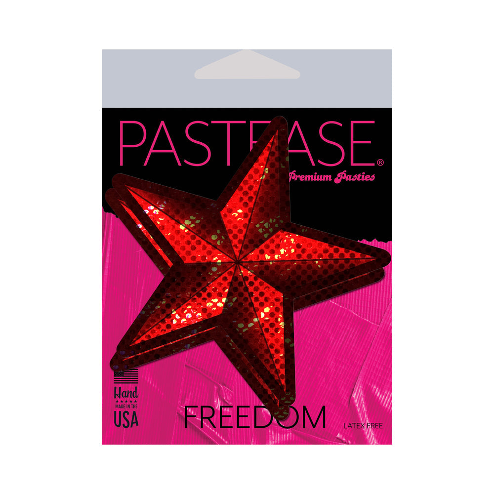 PASTEASE NAUTICAL STAR: DIAMOND THOM RED DISCO SAILOR STAR NIPPLE PASTIES
