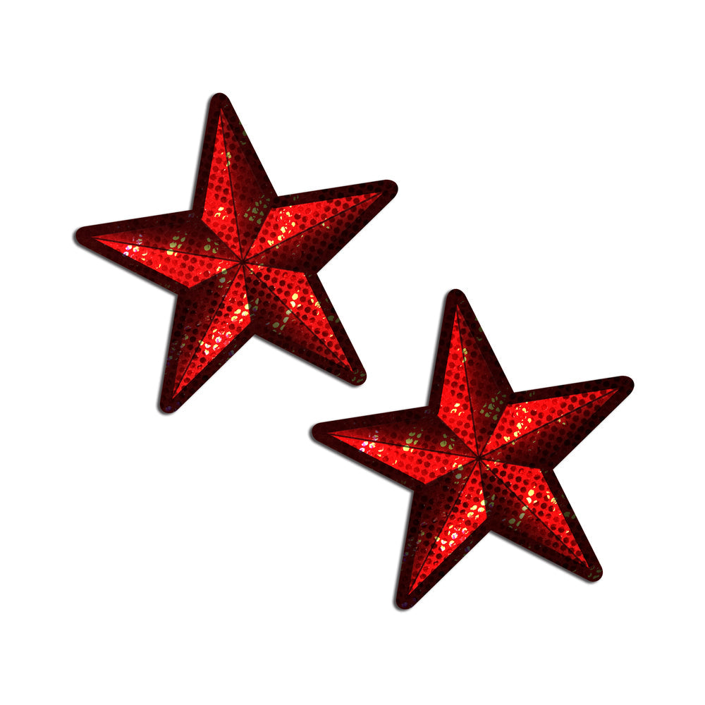 PASTEASE NAUTICAL STAR: DIAMOND THOM RED DISCO SAILOR STAR NIPPLE PASTIES