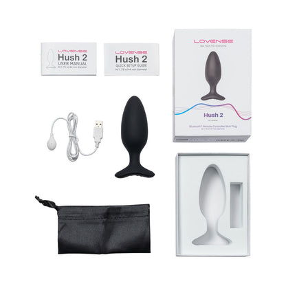 LOVENSE HUSH 2 BLUETOOTH REMOTE-CONTROLLED VIBRATING BUTT PLUG MEDIUM 1.75 IN.