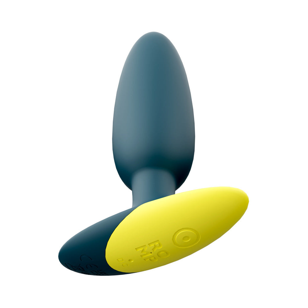 ROMP BASS RECHARGEABLE SILICONE VIBRATING ANAL PLUG DARK GREEN