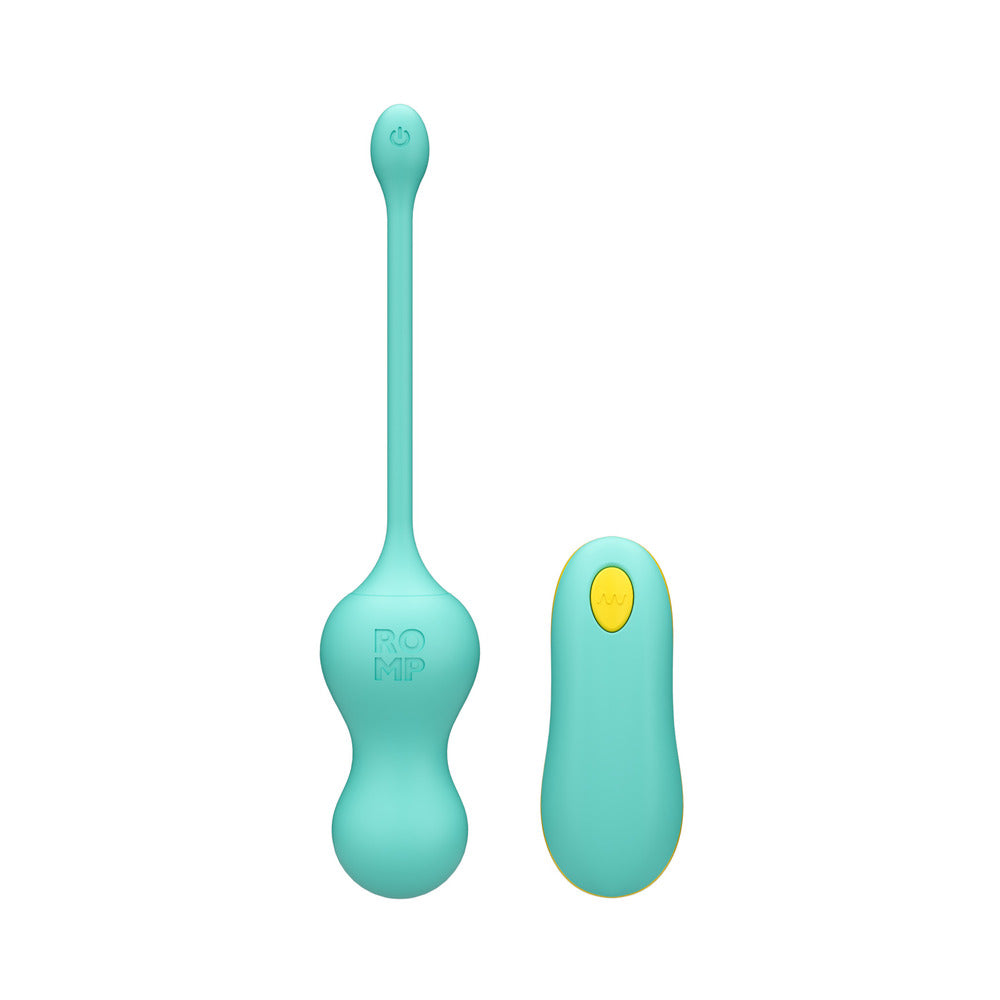 ROMP CELLO RECHARGEABLE REMOTE-CONTROLLED SILICONE G-SPOT EGG VIBRATOR LIGHT TEAL