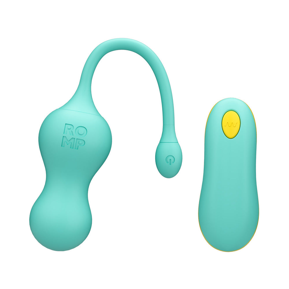 ROMP CELLO RECHARGEABLE REMOTE-CONTROLLED SILICONE G-SPOT EGG VIBRATOR LIGHT TEAL