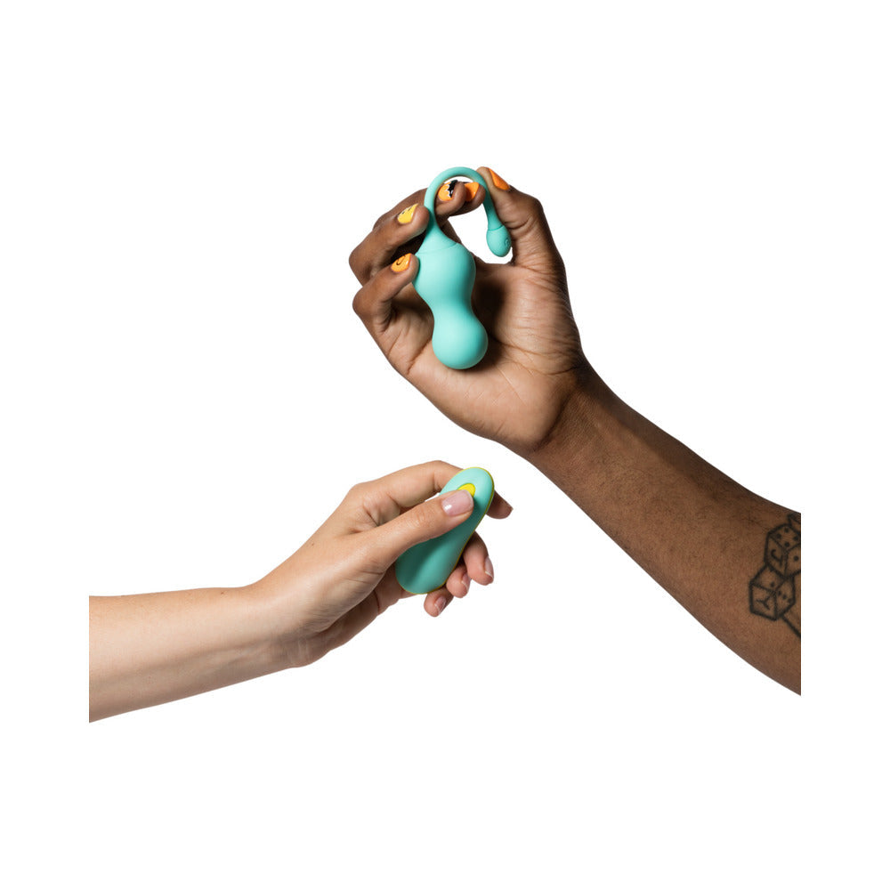 ROMP CELLO RECHARGEABLE REMOTE-CONTROLLED SILICONE G-SPOT EGG VIBRATOR LIGHT TEAL
