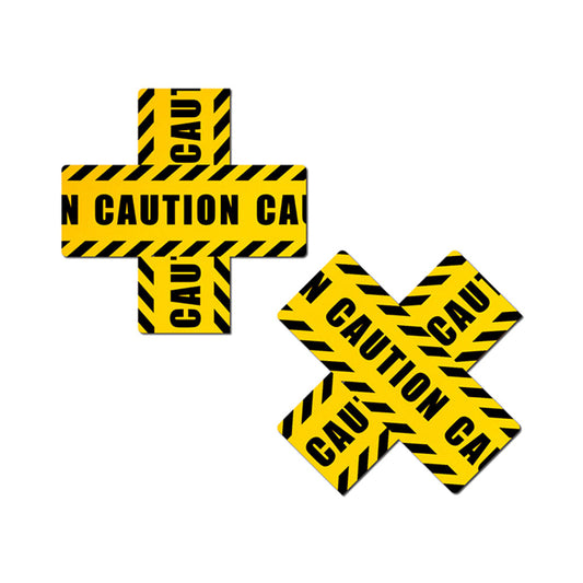 PASTEASE - CROSSED CAUTION TAPE NIPPLE PASTIES