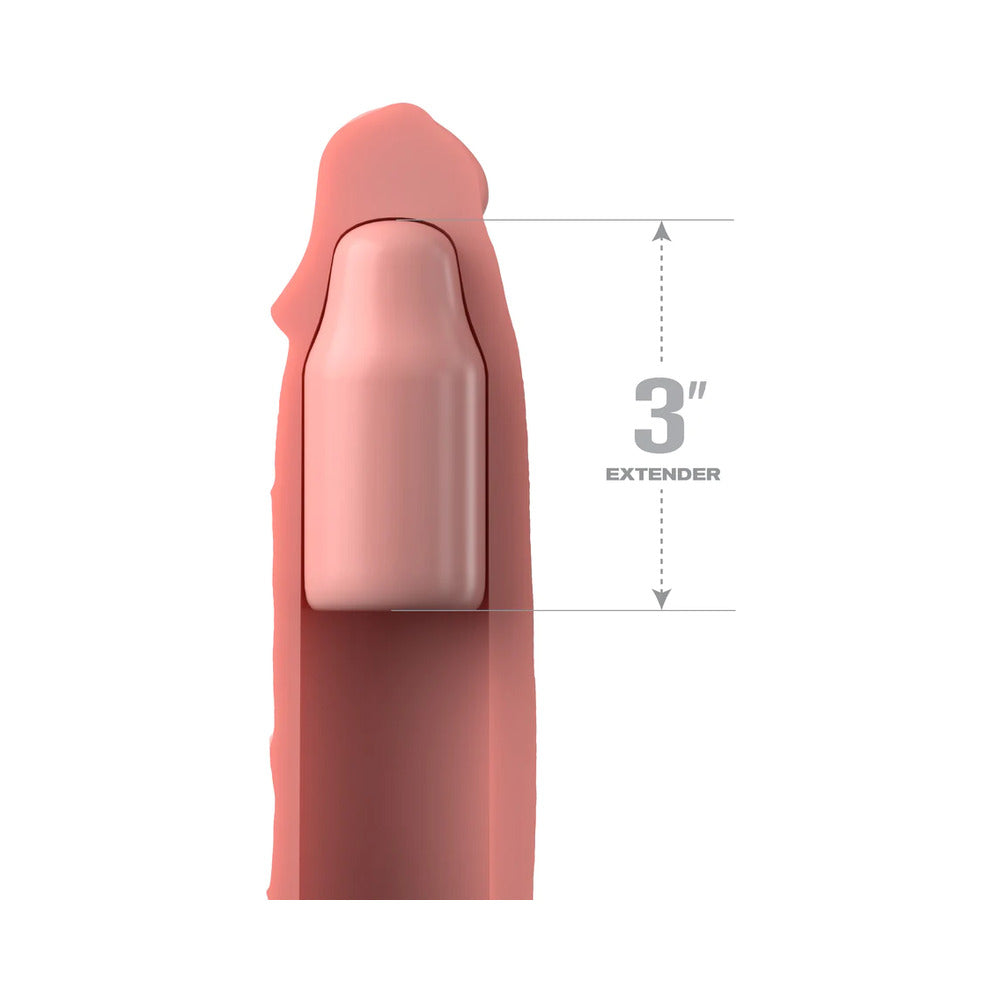 PIPEDREAM - FANTASY X-TENSIONS ELITE 9 IN. SILICONE MEGA EXTENSION SLEEVE WITH 3 IN. EXTENDER BEIGE