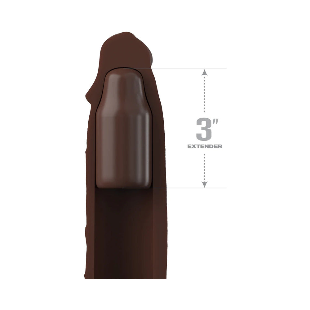 FANTASY X-TENSIONS ELITE 7 IN. SILICONE EXTENSION WITH STRAP & 3 IN. EXTENDER BROWN