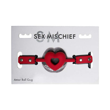 SPORTSHEETS SEX & MISCHIEF AMOR BREATHABLE HEART-SHAPED SILICONE BALL GAG RED