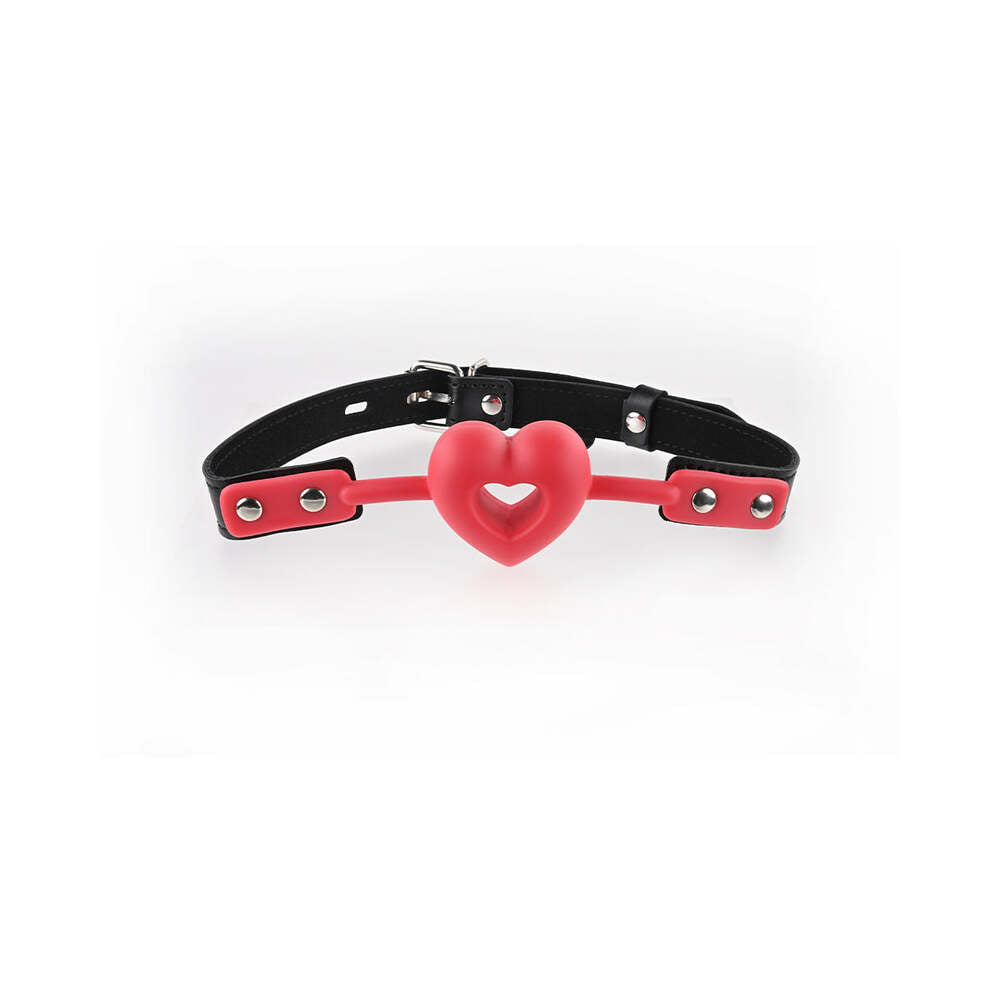 SPORTSHEETS SEX & MISCHIEF AMOR BREATHABLE HEART-SHAPED SILICONE BALL GAG RED