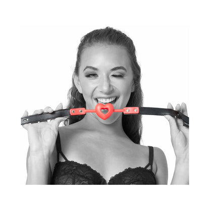 SPORTSHEETS - SEX & MISCHIEF AMOR BREATHABLE HEART-SHAPED SILICONE BALL GAG RED