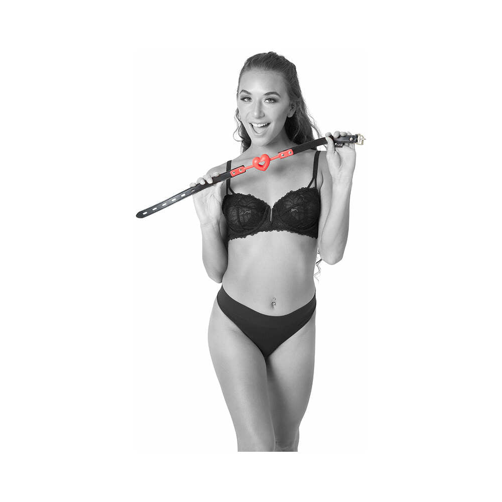 SPORTSHEETS SEX & MISCHIEF AMOR BREATHABLE HEART-SHAPED SILICONE BALL GAG RED