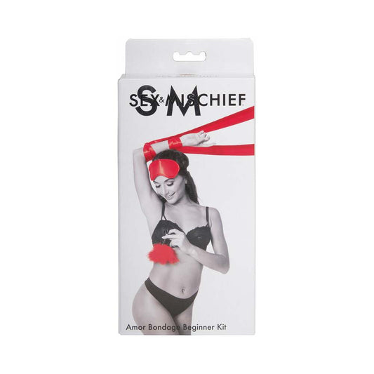 SPORTSHEETS SEX & MISCHIEF AMOR 5-PIECE BONDAGE BEGINNER KIT RED