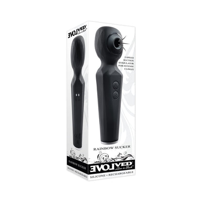 EVOLVED - RAINBOW SUCKER LIGHT-UP RECHARGEABLE DUAL-FUNCTION SILICONE SUCTION WAND VIBRATOR BLACK