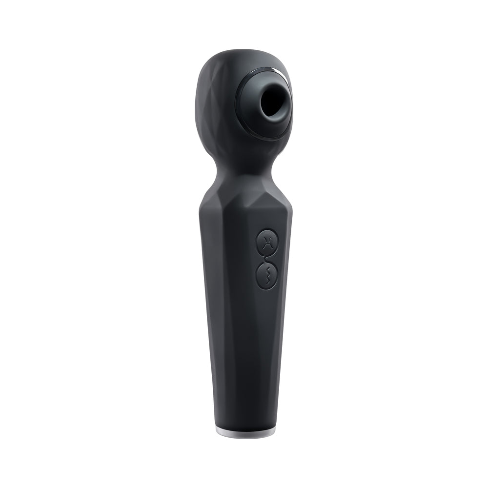 EVOLVED - RAINBOW SUCKER LIGHT-UP RECHARGEABLE DUAL-FUNCTION SILICONE SUCTION WAND VIBRATOR BLACK