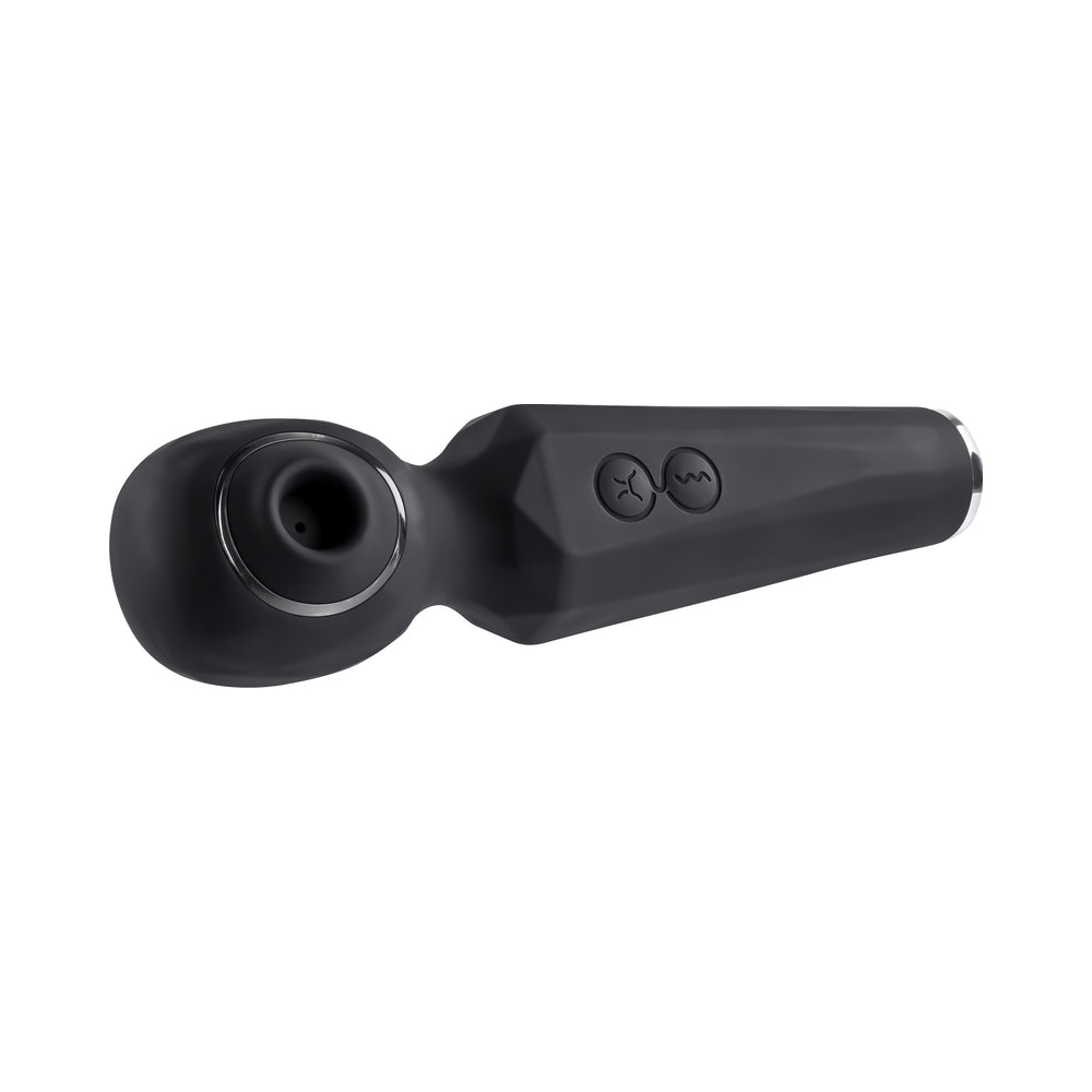 EVOLVED - RAINBOW SUCKER LIGHT-UP RECHARGEABLE DUAL-FUNCTION SILICONE SUCTION WAND VIBRATOR BLACK