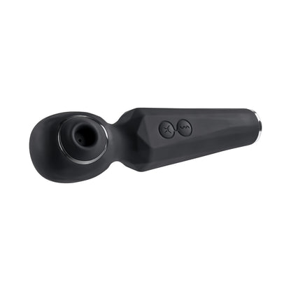 EVOLVED - RAINBOW SUCKER LIGHT-UP RECHARGEABLE DUAL-FUNCTION SILICONE SUCTION WAND VIBRATOR BLACK