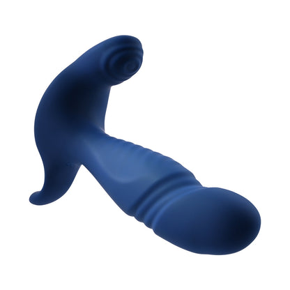 GENDER X TRUE BLUE RECHARGEABLE THRUSTING SILICONE VIBRATOR BLUE