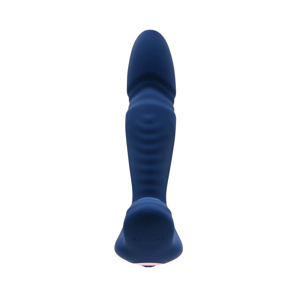 GENDER X TRUE BLUE RECHARGEABLE THRUSTING SILICONE VIBRATOR BLUE
