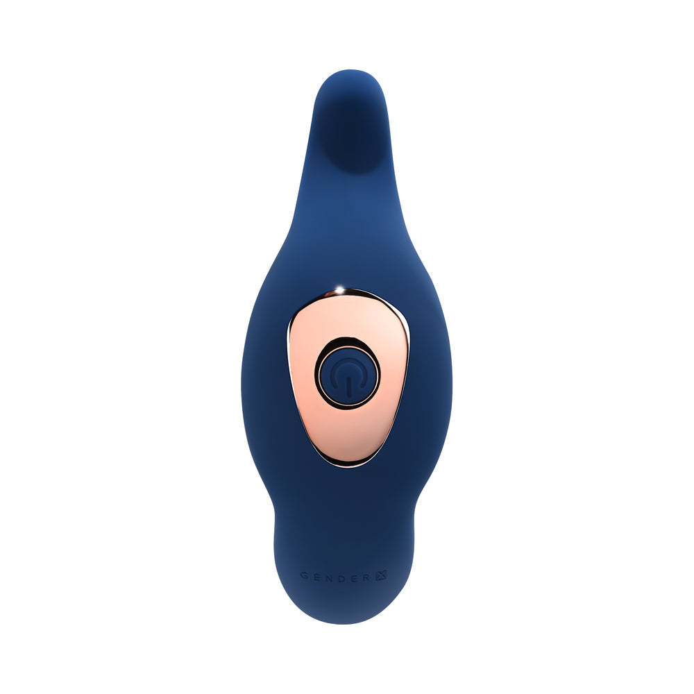 GENDER X TRUE BLUE RECHARGEABLE THRUSTING SILICONE VIBRATOR BLUE