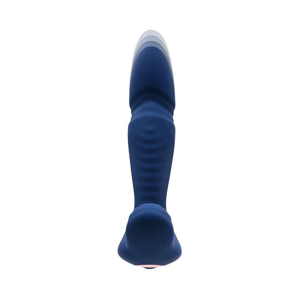 GENDER X TRUE BLUE RECHARGEABLE THRUSTING SILICONE VIBRATOR BLUE