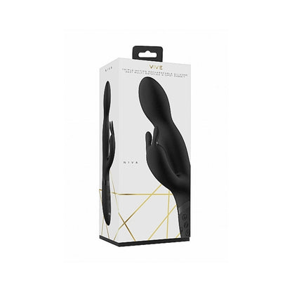 VIVE NIVA RECHARGEABLE 360° ROTATING SILICONE RABBIT VIBRATOR BLACK
