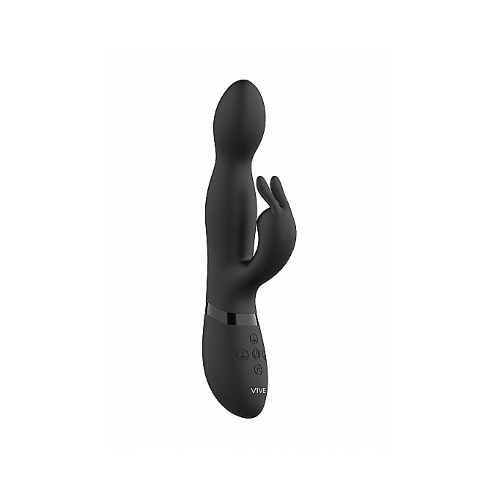 VIVE NIVA RECHARGEABLE 360° ROTATING SILICONE RABBIT VIBRATOR BLACK