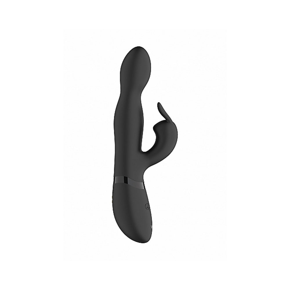 VIVE NIVA RECHARGEABLE 360° ROTATING SILICONE RABBIT VIBRATOR BLACK