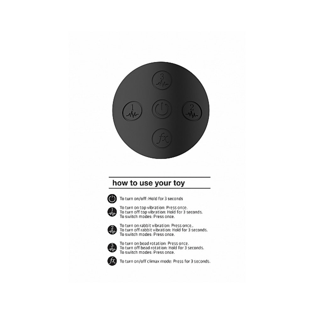 VIVE NIVA RECHARGEABLE 360° ROTATING SILICONE RABBIT VIBRATOR BLACK