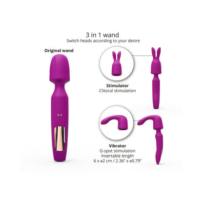 LOVELY PLANET - LOVE TO LOVE R-EVOLUTION RECHARGEABLE 3-IN-1 WAND VIBRATOR SWEET ORCHID