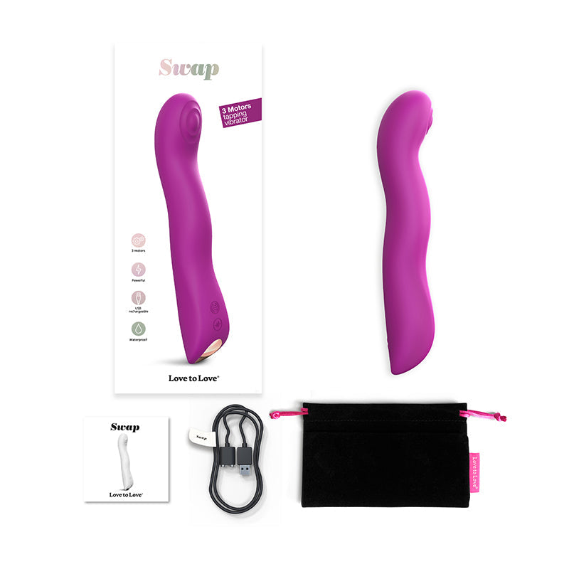 LOVE TO LOVE SWAP RECHARGEABLE TRIPLE MOTOR TAPPING SILICONE G-SPOT VIBRATOR SWEET ORCHID