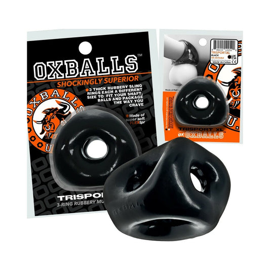 OXBALLS TRI-SPORT XL THICKER 3-RING SLING BLACK