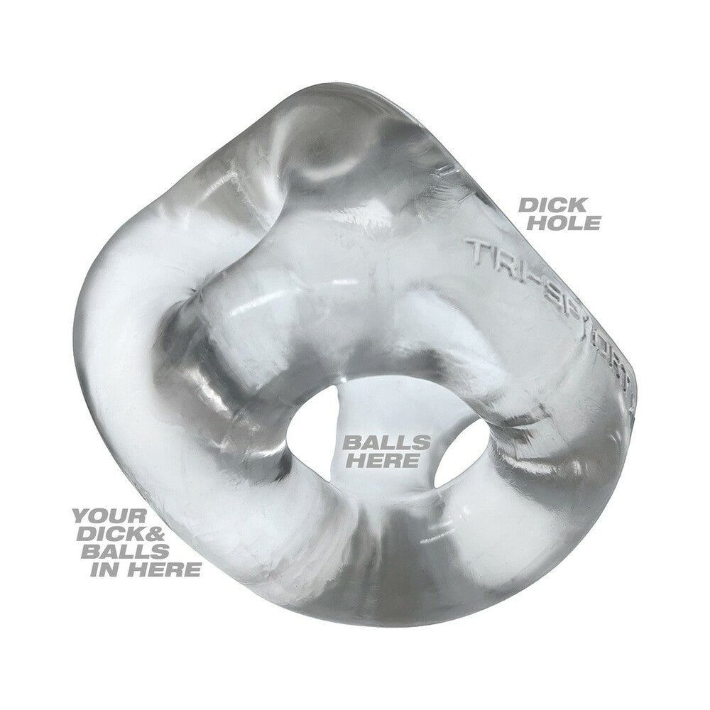 OXBALLS TRI-SPORT XL THICKER 3-RING SLING CLEAR
