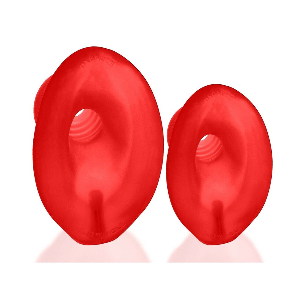 OXBALLS GLOWHOLE-2 HOLLOW BUTTPLUG WITH LED INSERT LARGE RED MORPH