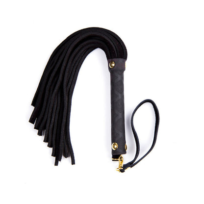PLE''SUR - 11 IN. MINI LEATHER FLOGGER BLACK