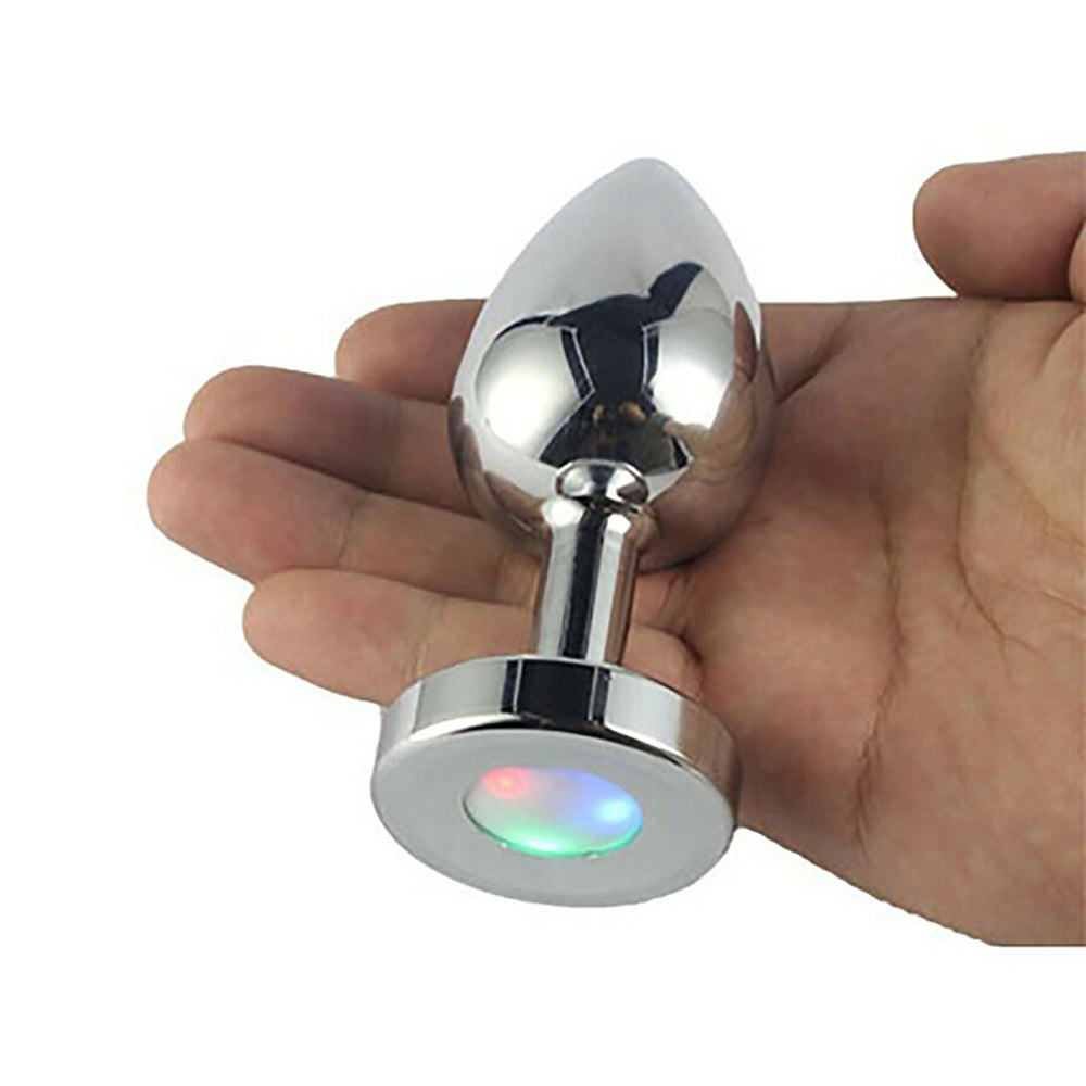 PLE''SUR 3-SETTING LED LIGHT-UP METAL ANAL PLUG SMALL