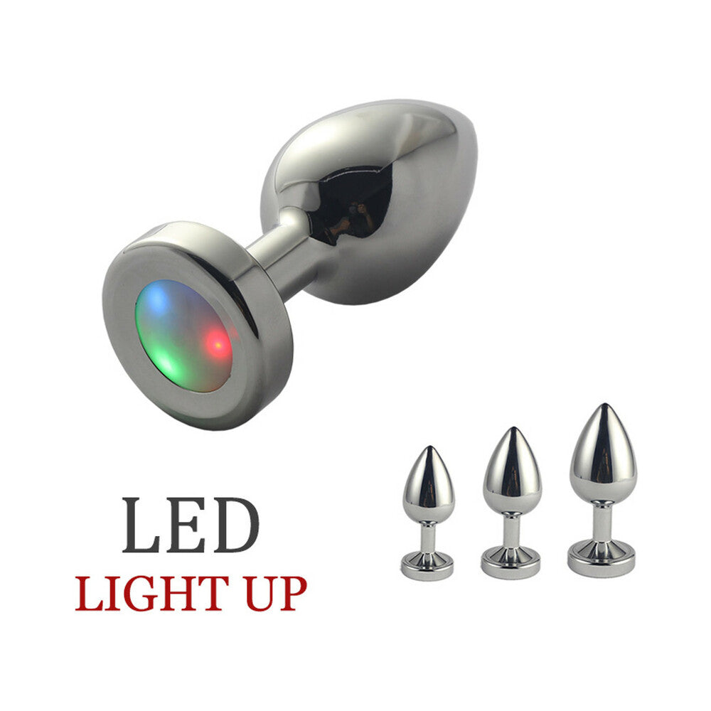 PLE''SUR 3-SETTING LED LIGHT-UP METAL ANAL PLUG SMALL